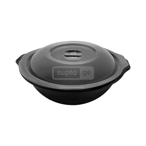 Disposable Round Black Container with Lid 500ml 1*100pcs